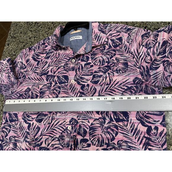 Tommy Bahama Shirt Mens XL Pink Blue Floral Camp Button Up Hawaiian Island - Picture 4 of 8